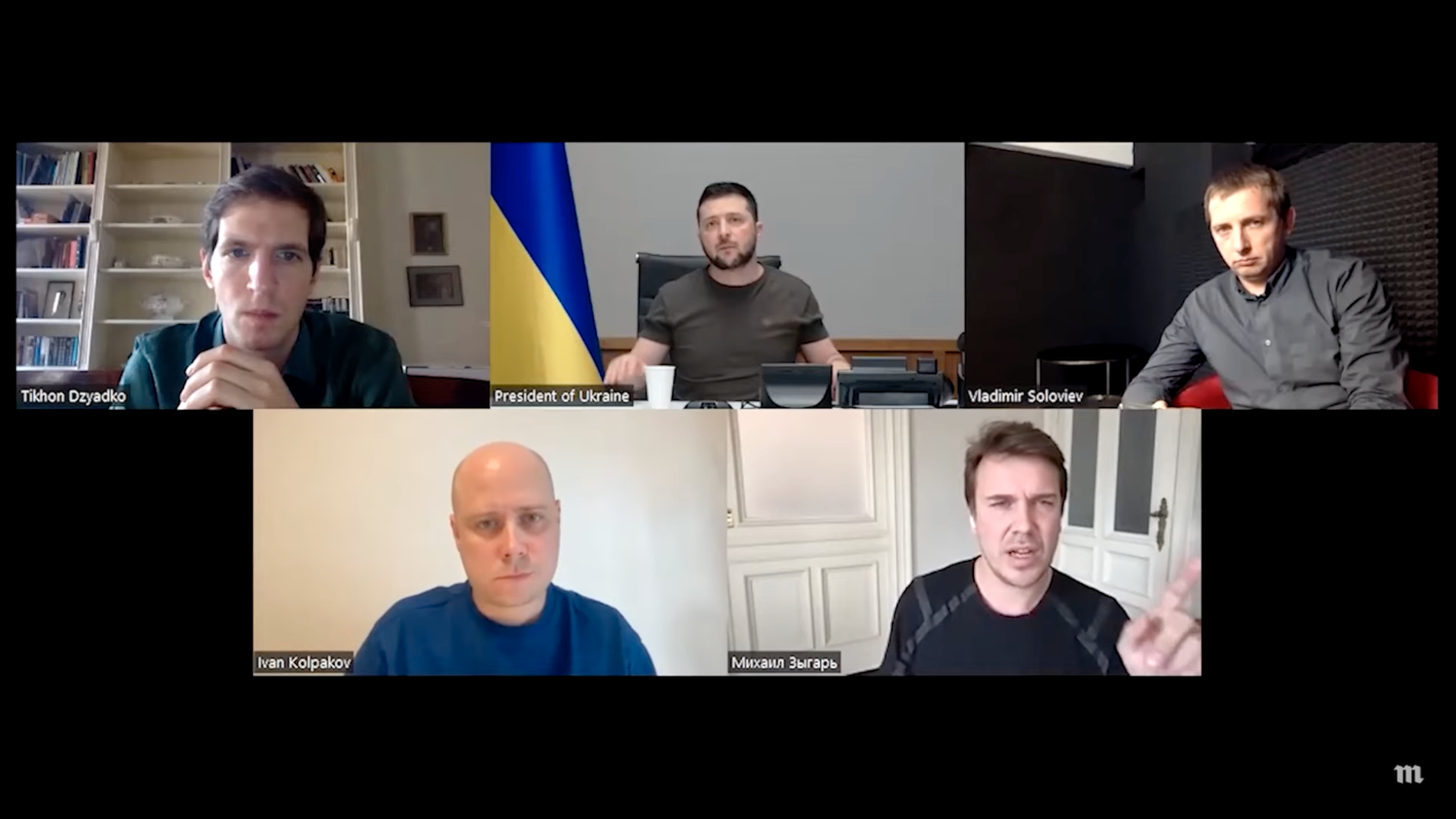 Videomötet mellan Zelenskyj och journalisterna.