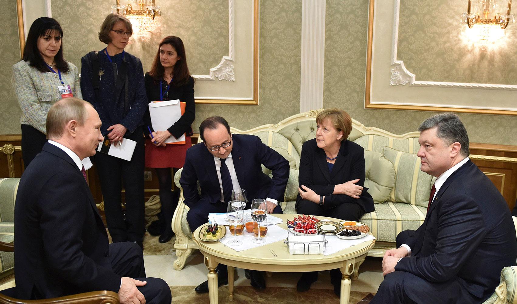 Putin, Hollande, Merkel och Porosjenko.