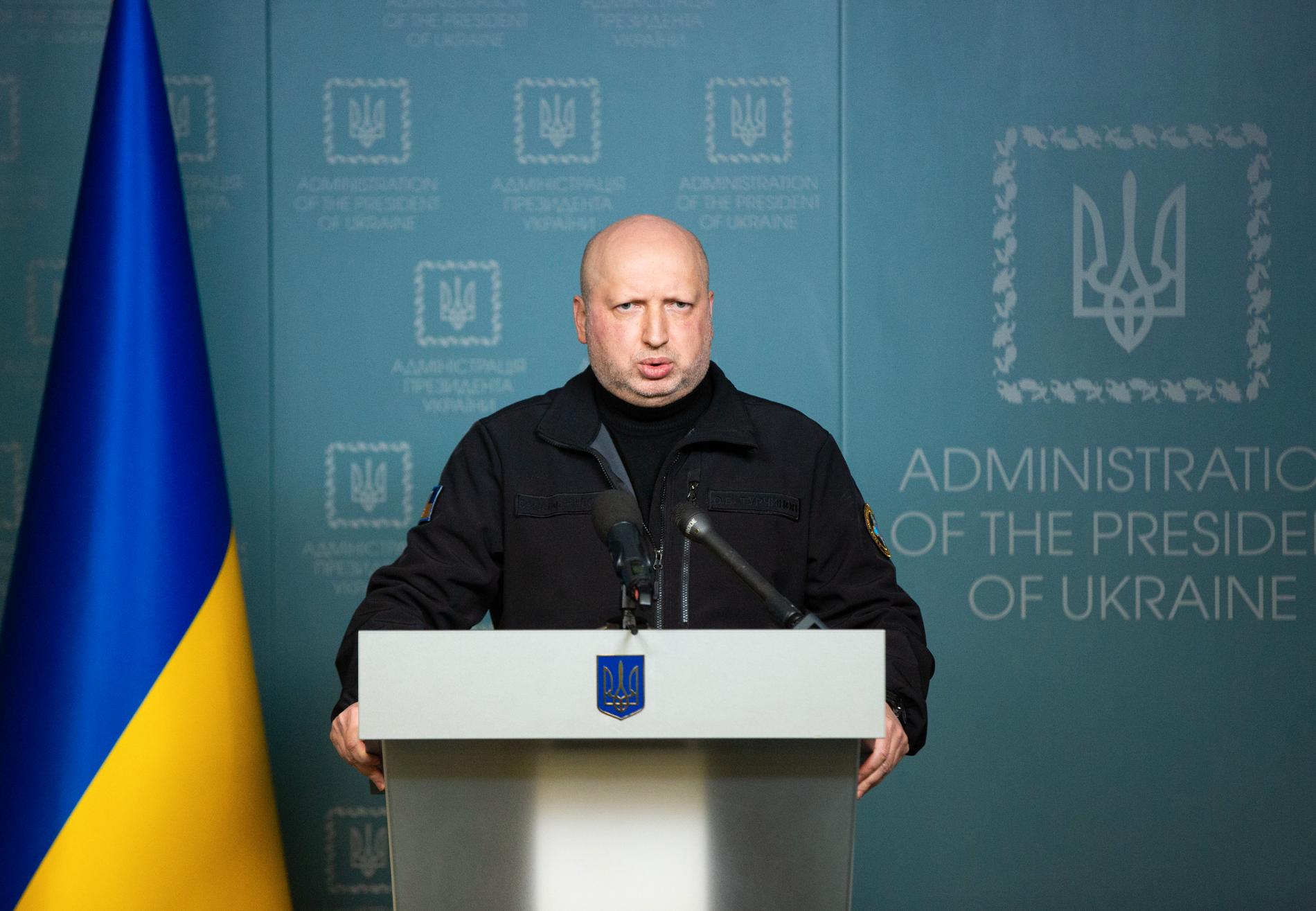 Ukrainska Säkerhetsrådets sekreterare Oleksandr Turchinov uttalar sig om händelsen. 