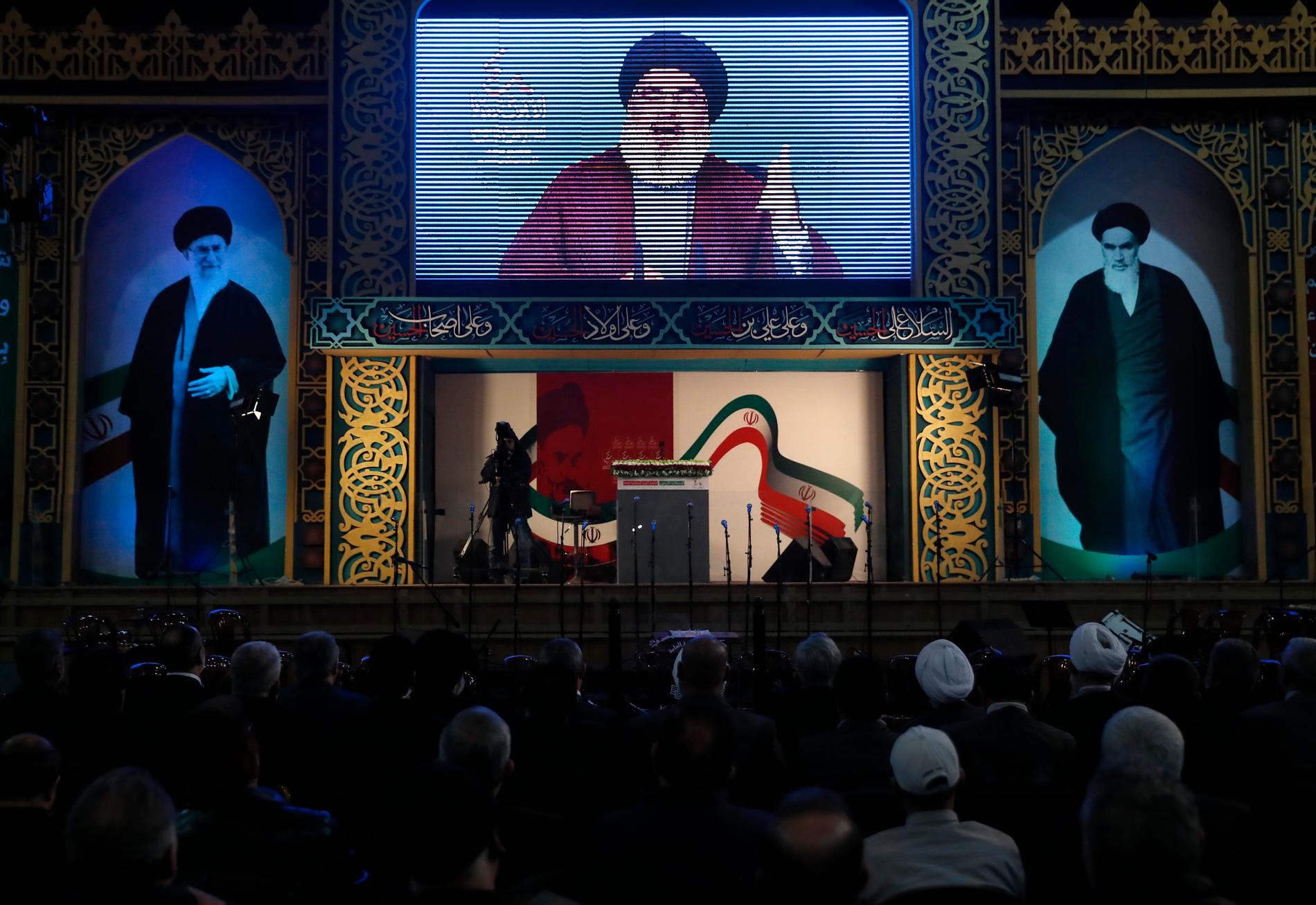 Hizbollahs ledare Hassan Nasrallah i ett tv-sänt tal i februari i år.