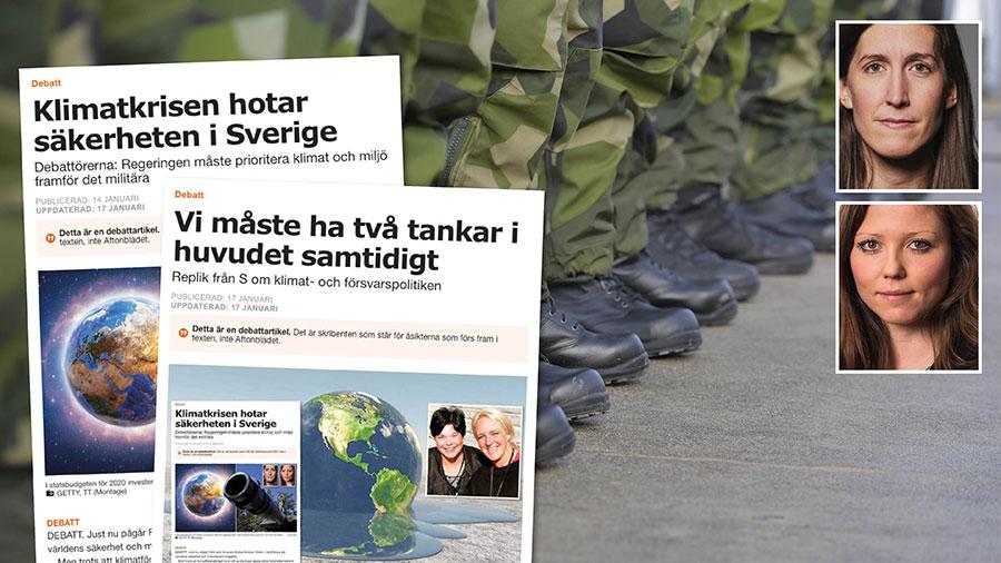 2015–2019 har de två S-ledda regeringarna lagt över 235 miljarder kronor på det militära försvaret. Under samma period har klimat och miljö – ”vår tids ödesfråga” – fått drygt 42 miljarder kronor, skriver Agnes Hellström och Isadora Wronski.