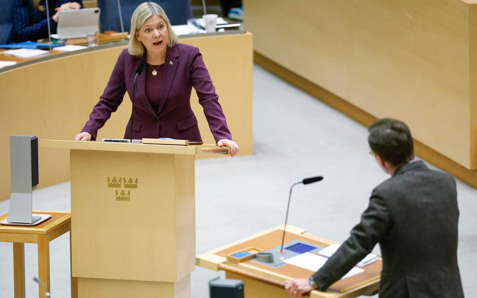 Oppositionsledare Andersson har riktat rejäla kängor mot statsminister Kristersson på sistone. 