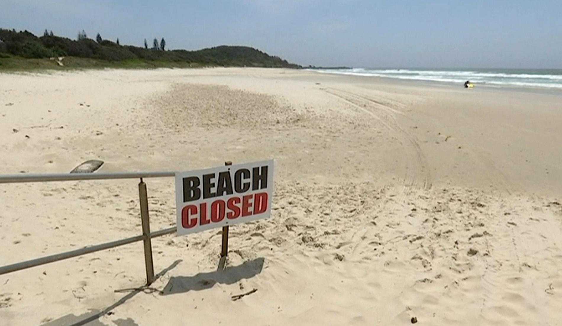 Stängd strand i Australien. Arkivbild.