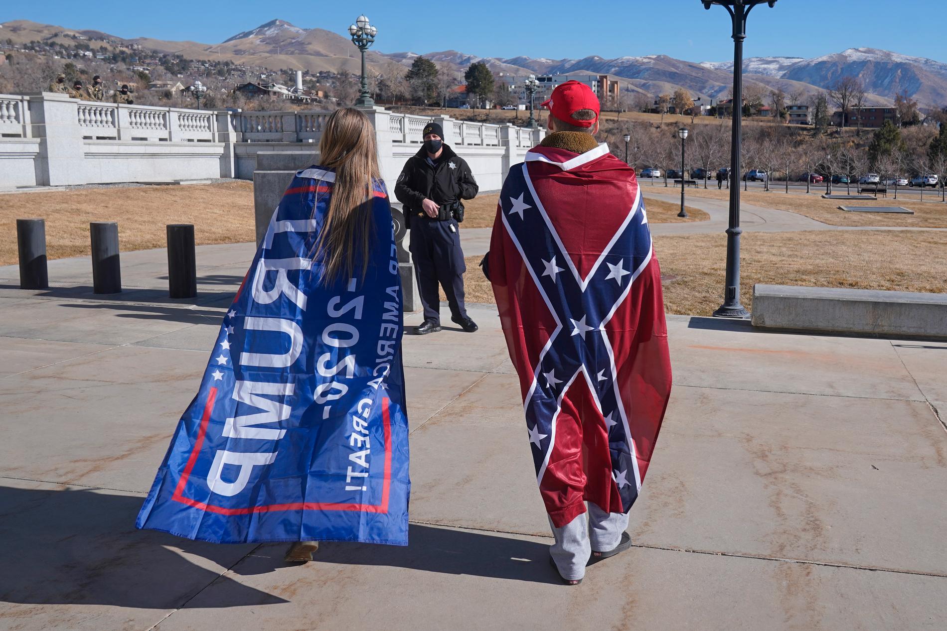 Anhängare till USA:s expresident Donald Trump, fotograferade i Salt Lake City i Utah nyligen.