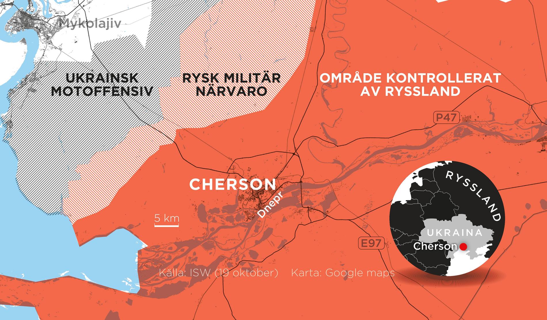 Den ukrainska motoffensiven närmar sig det ryskockuperade Cherson.
