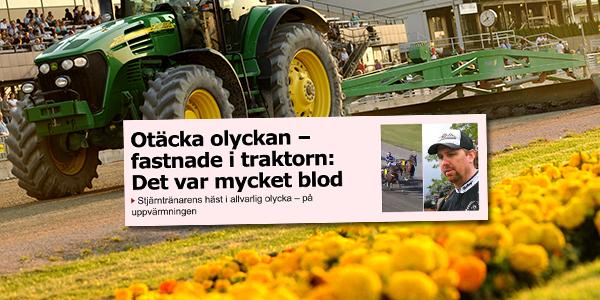 Daniel Redéns D.Day Zet var med om en olycka under tisdagskvällen på Solvalla. Bilden på traktorn är från en tidigare tävlingsdag.