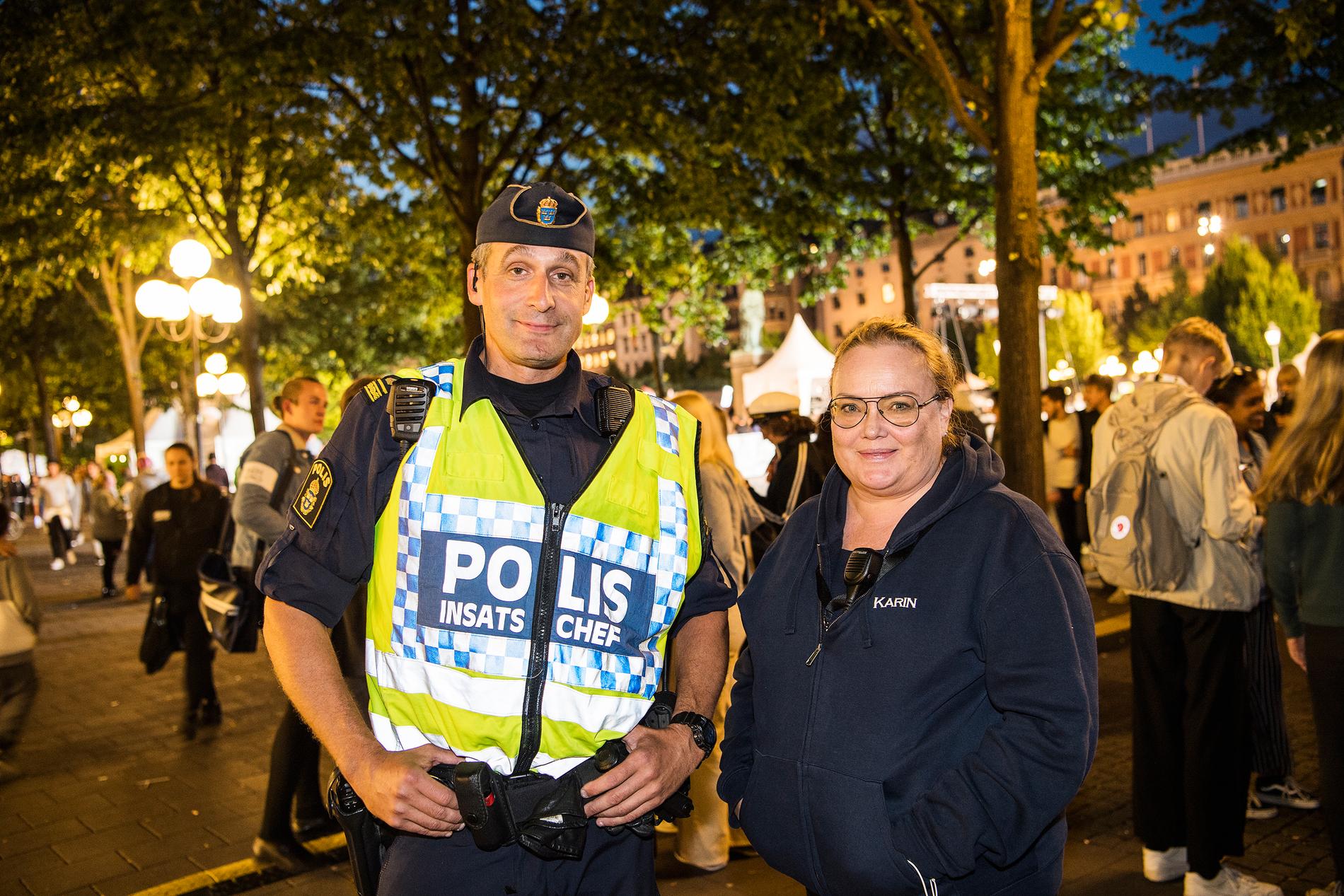 Karin Johannesen, Säkerhetschef We are Stockholm och Krister Olofsson, insatschef i polisen.