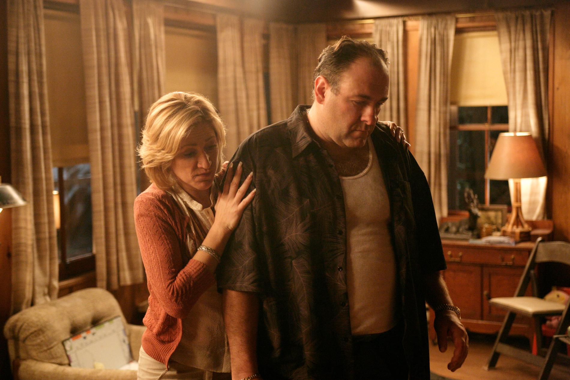 Huvudkaraktären Tony Soprano tillsammans med frun Carmela. 