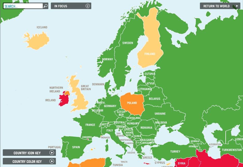 Europas abortlagar, hämtat från http://worldabortionlaws.com/map/