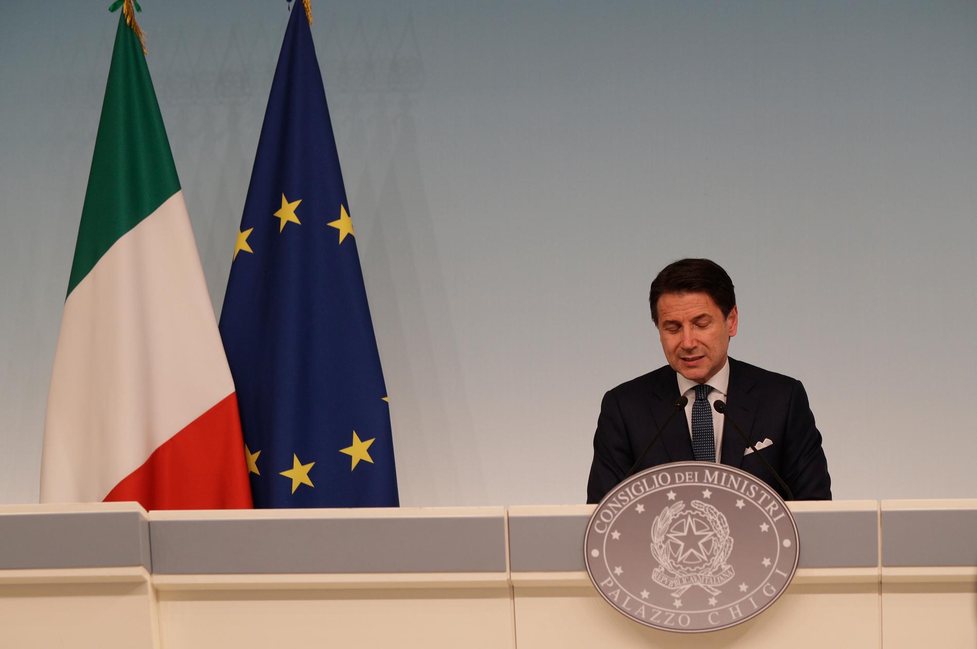 Italiens premiärminister Giuseppe Conte, en av spelarna när makten om Italien, Europas tredje största ekonomi, ska avgöras. Arkivbild