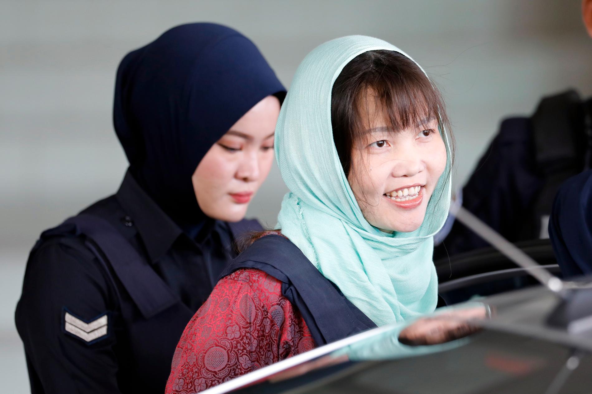 Vietnamesiska Doan Thi Huong erkände sig skyldig till ett lindrigare brott i domstolen i Malaysia 1 april. Den 3 maj blir hon fri. Arkivbild.