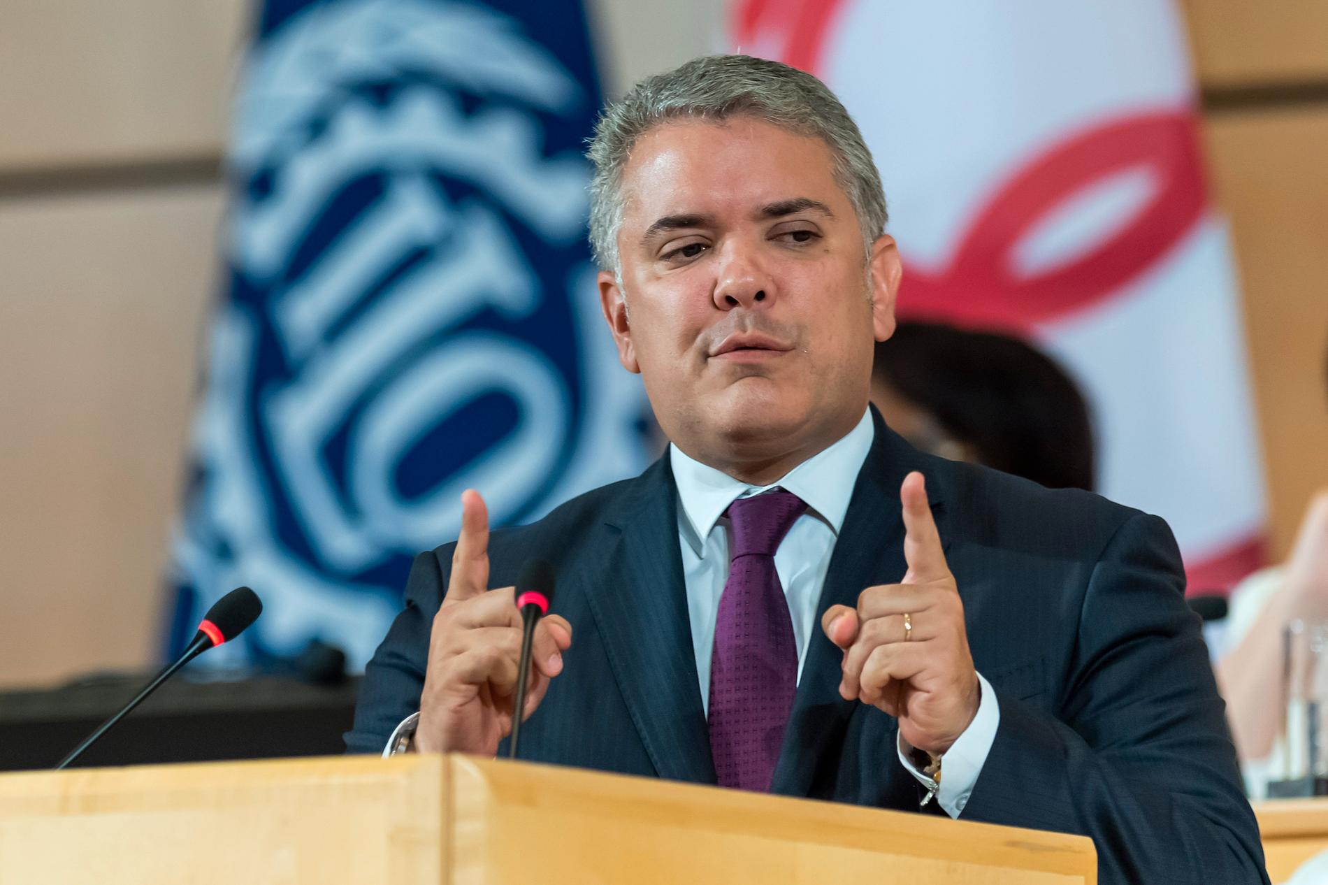 Colombias president Iván Duque vid FN-kontoret i Genève i juni.