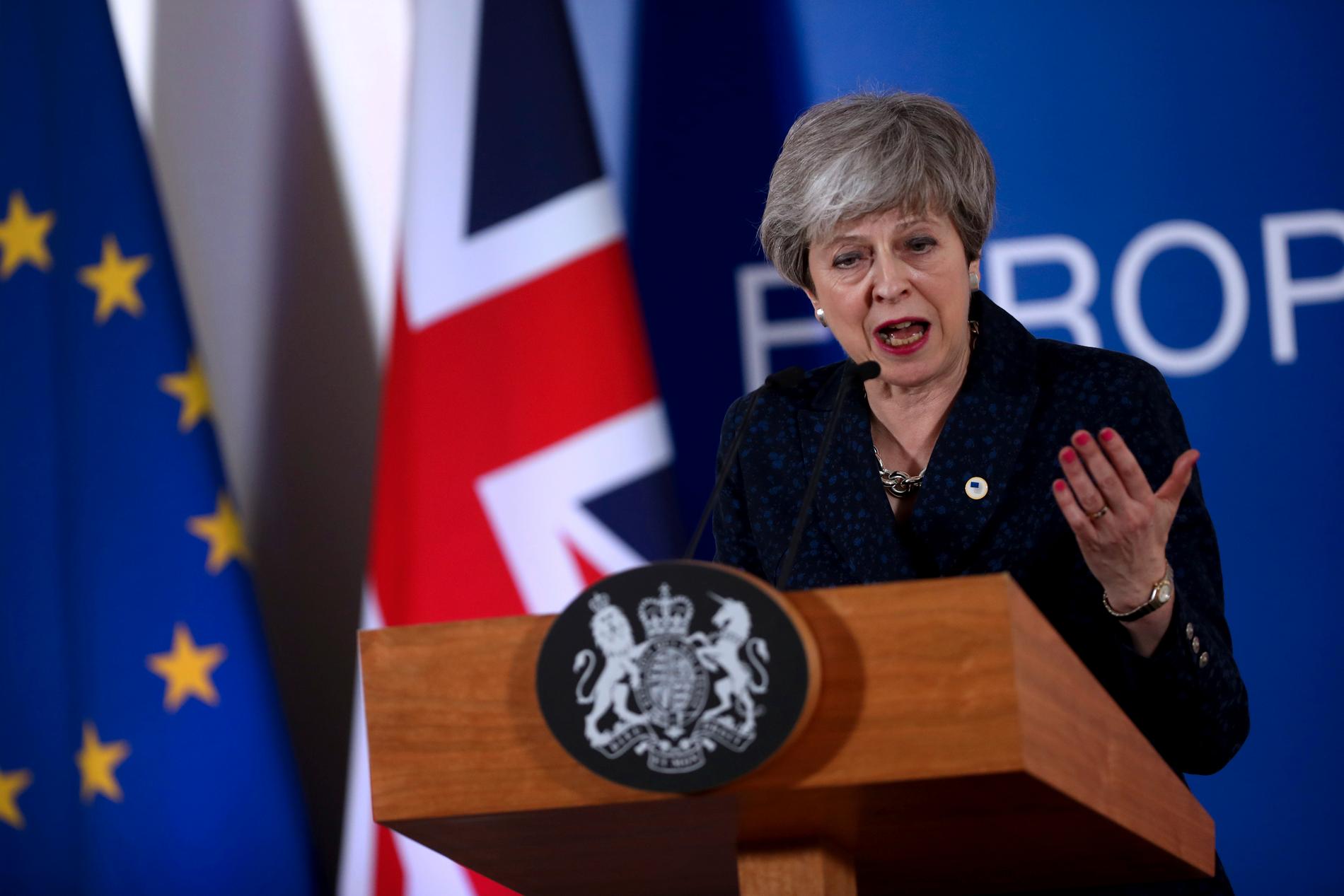 Storbritanniens premiärminister Theresa May vid EU-toppmötet under torsdagen.