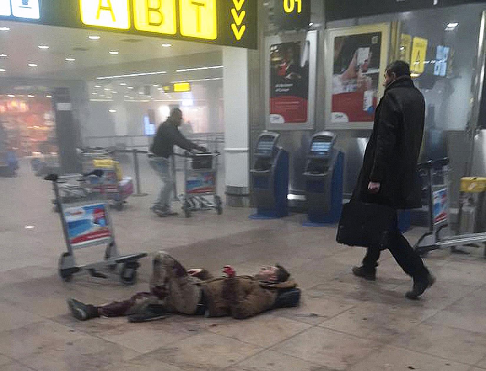 Terrorattack mot  Zaventemflygplatsen i Bryssel.