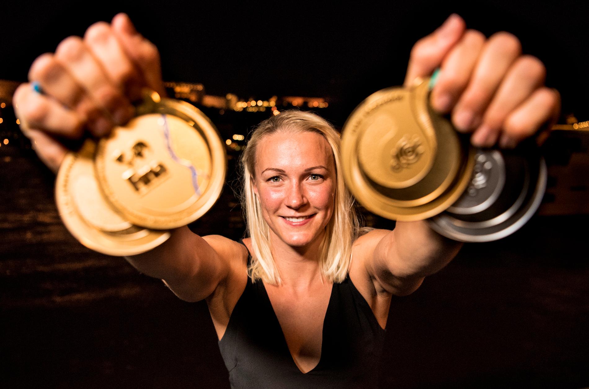 Sarah Sjöström efter VM 2017. 
