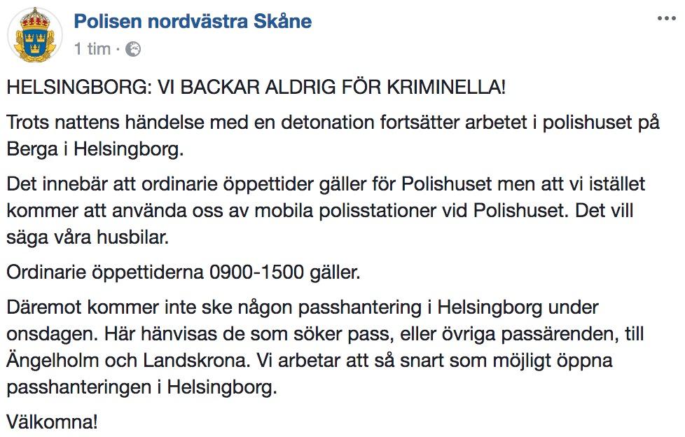Polisen i nordvästra Skåne på Facebook.