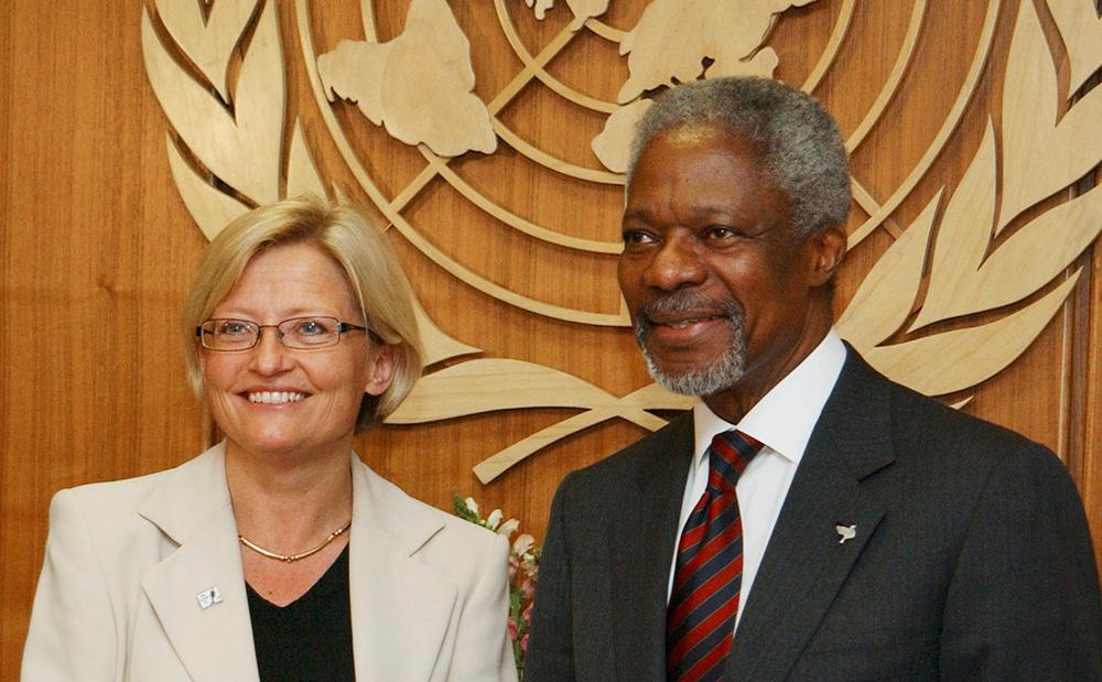 Anna Lindh med Kofi Annan, dåvarande FN-chefen.