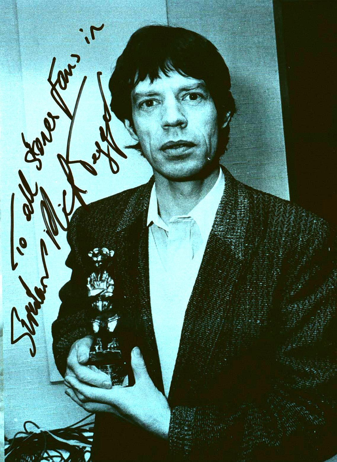 Björnpappan Mick Jagger med Rolling Stones björn 1982.