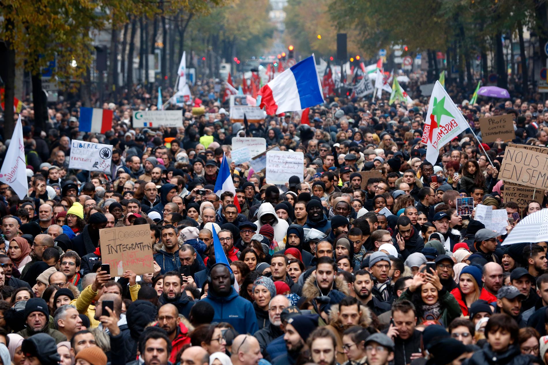 Marschen mot islamofobi i Paris, den 10 November
