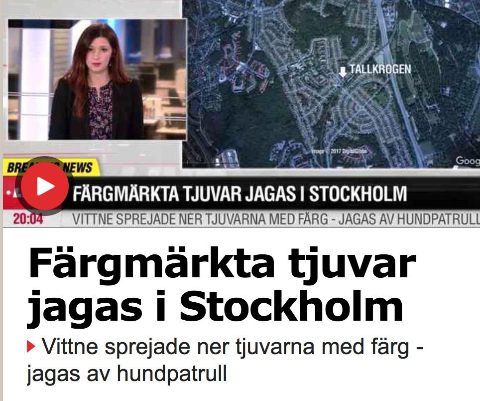 I går rapporterade Aftonbladet att person sprejat ner misstänkta tjuvar med färg.