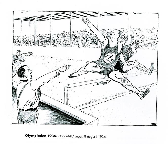 ”Olympiaden 1936", publicerad i Göteborgs Handels- och sjöfartstidning 8 augusti 1936.