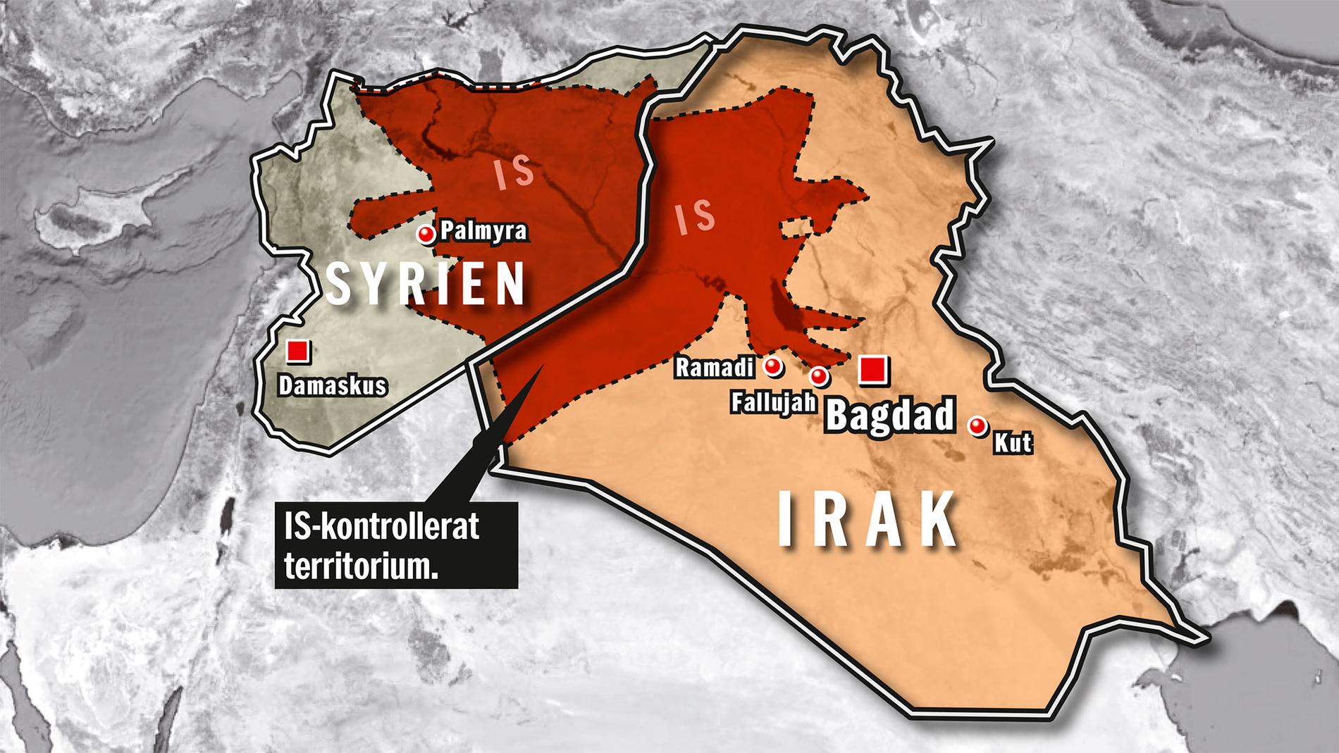Här styr IS. Område som kontrolleras av Islamiska staten i mitten av maj.