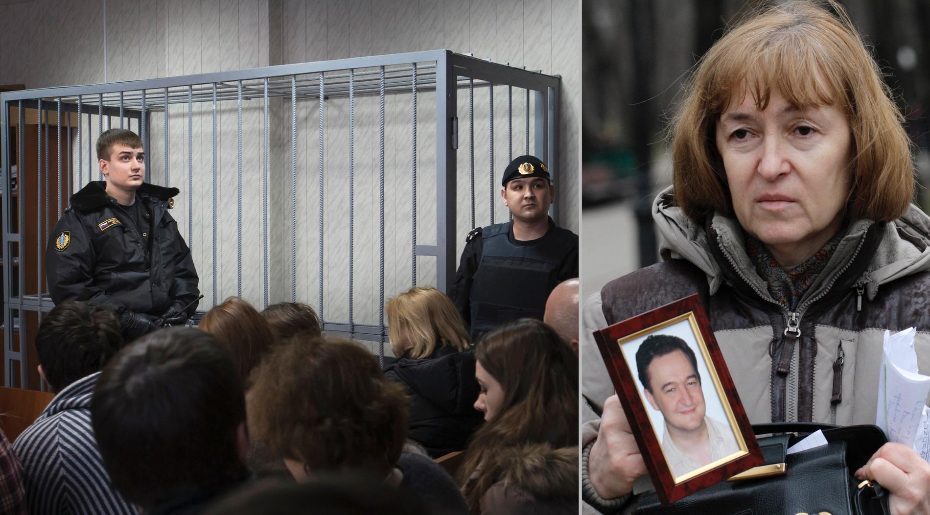 Sergej Magnitskil skulle ställas inför rätta för korruptionsbrott i Ryssland med dog i fängelse 2009. Till höger hans mamma Natalia Magnitskaja. 