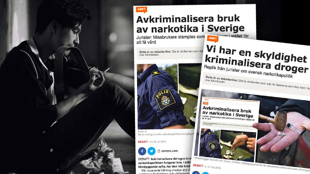 Det finns inga internationella konventioner som tvingar Sverige att kriminalisera eget bruk av narkotika, skriver debattörerna.
