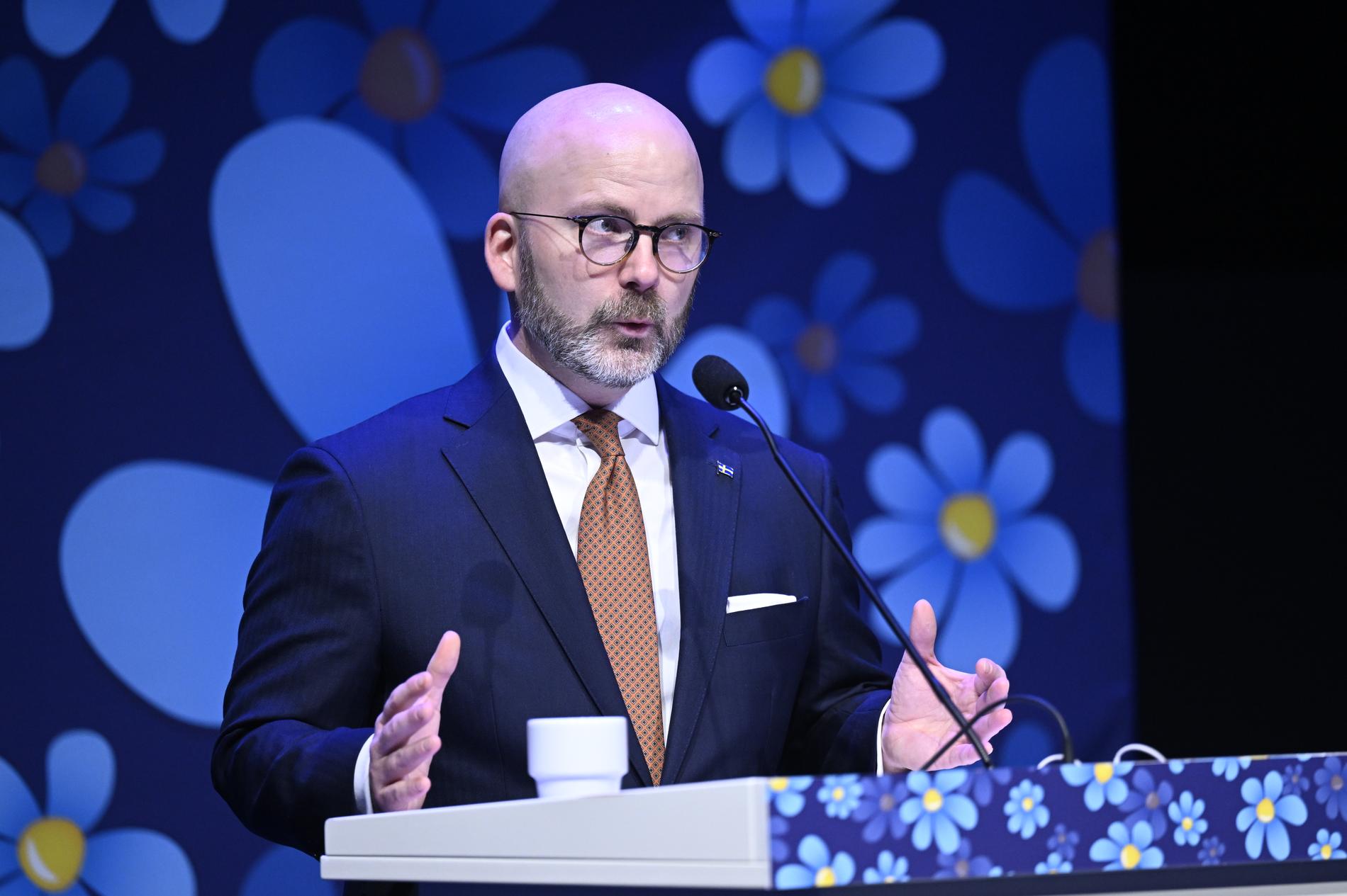 Europaparlamentariker Charlie Weimers talar på Sverigedemokraternas landsdagar.
