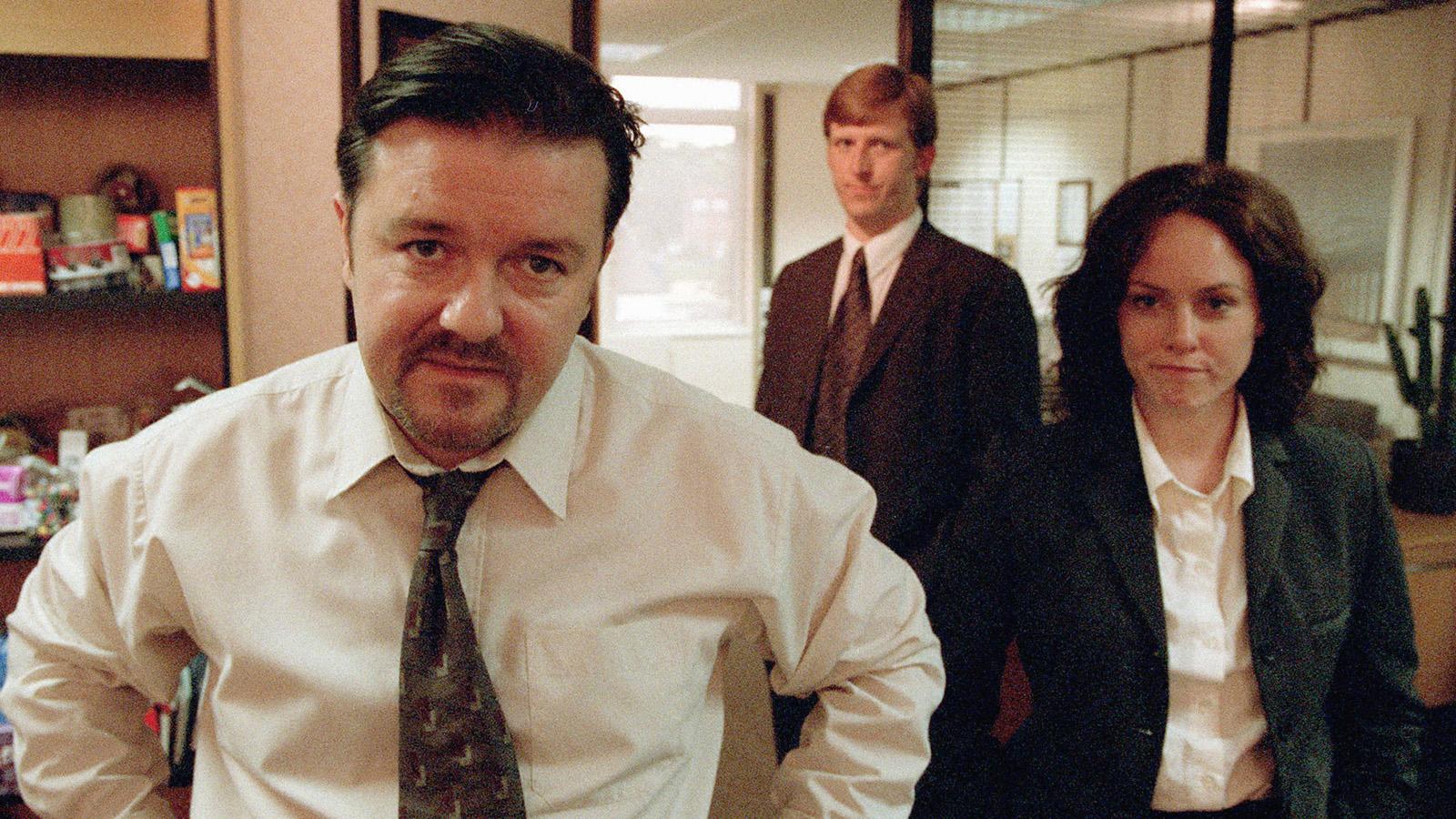 Ricky Gervais som den tämligen usla chefen i tv-serien ”The office”.
