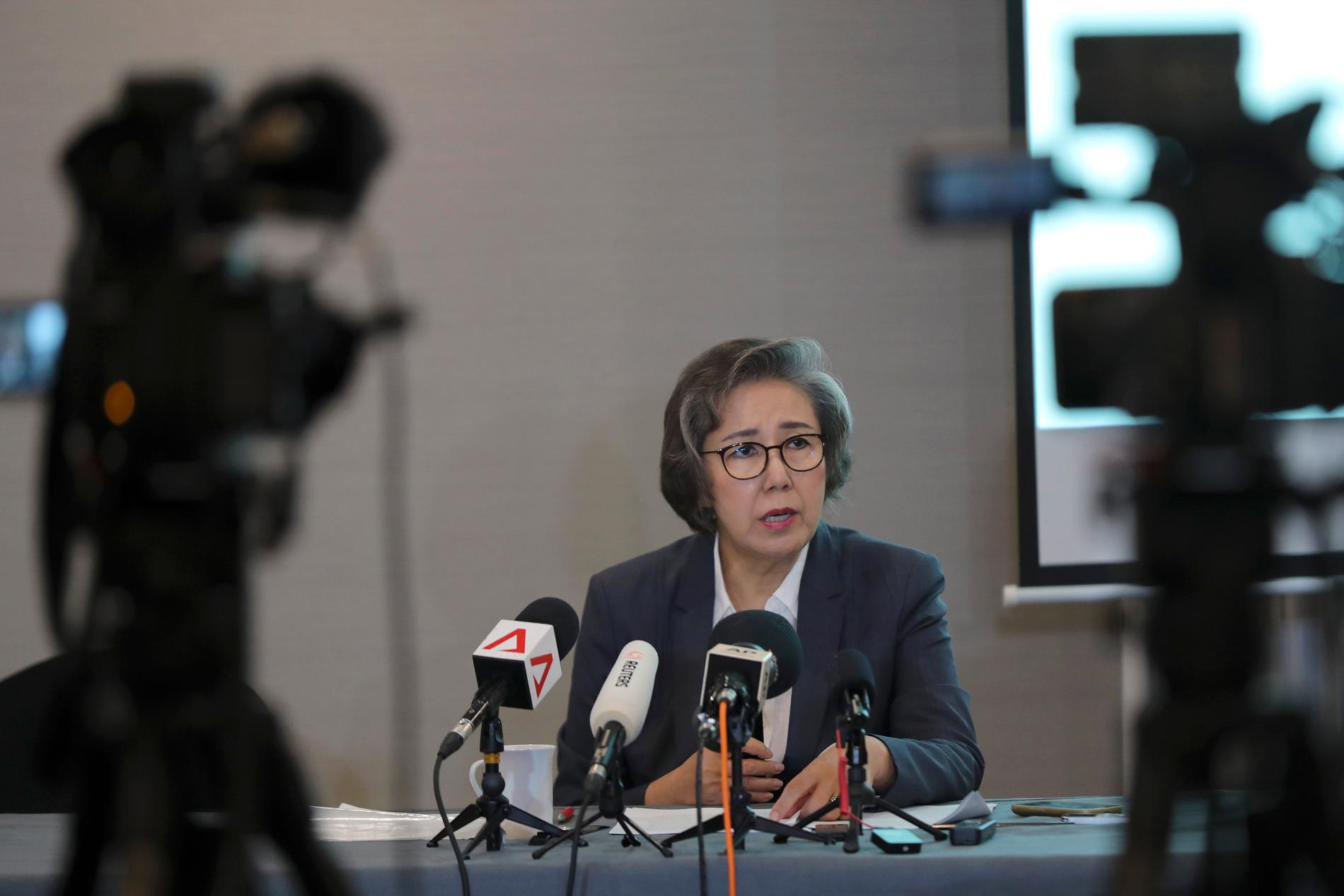 FN:s särskilda rapportör för mänskliga rättigheter i Myanmar, Yanghee Lee, fördömde dödandet av rohingyer när hon höll presskonferens i Malaysias huvudstad Kuala Lumpur 18 juli 2019.