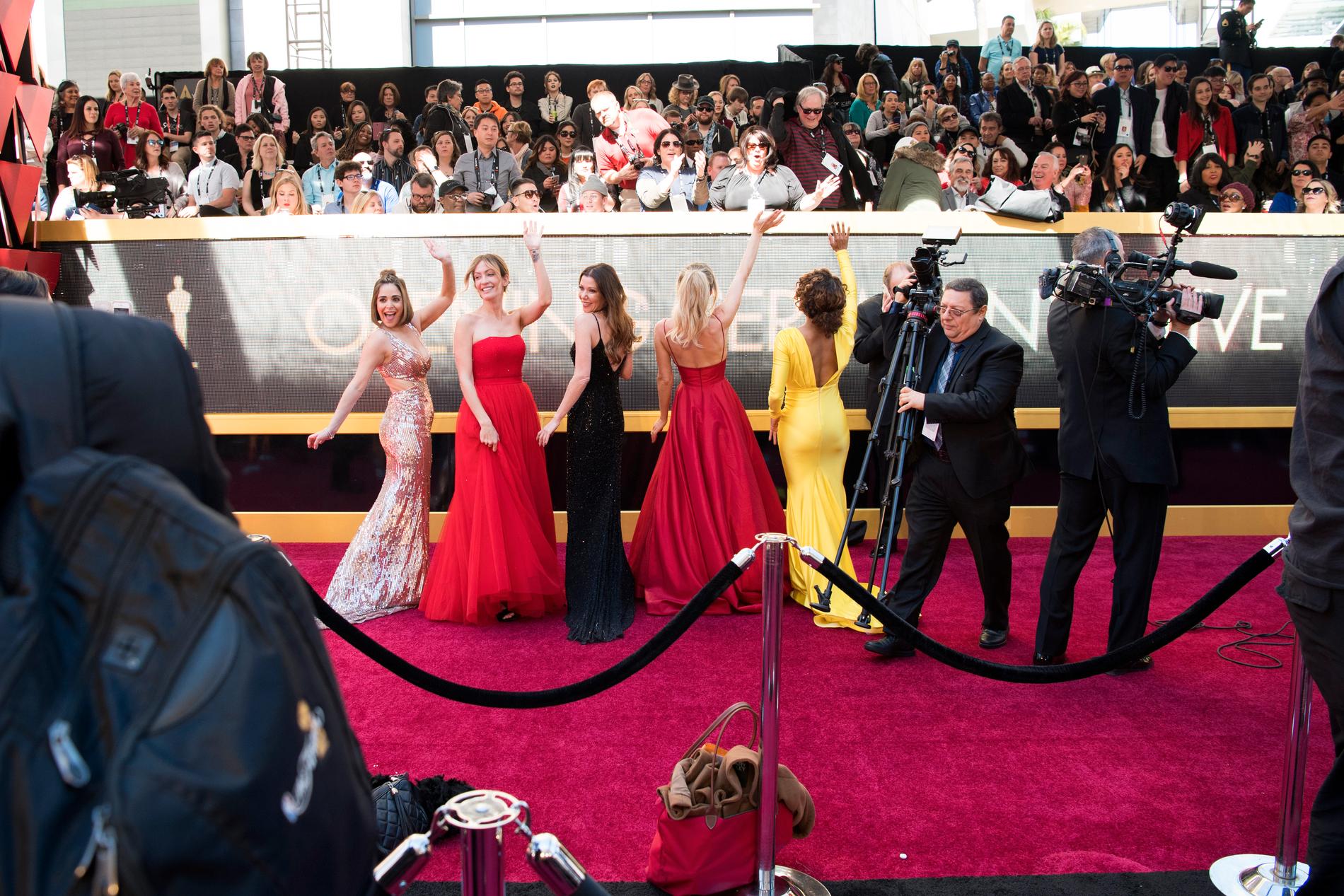 Förberedelser på röda mattan vid Oscarsgalan i Los Angeles 2018.