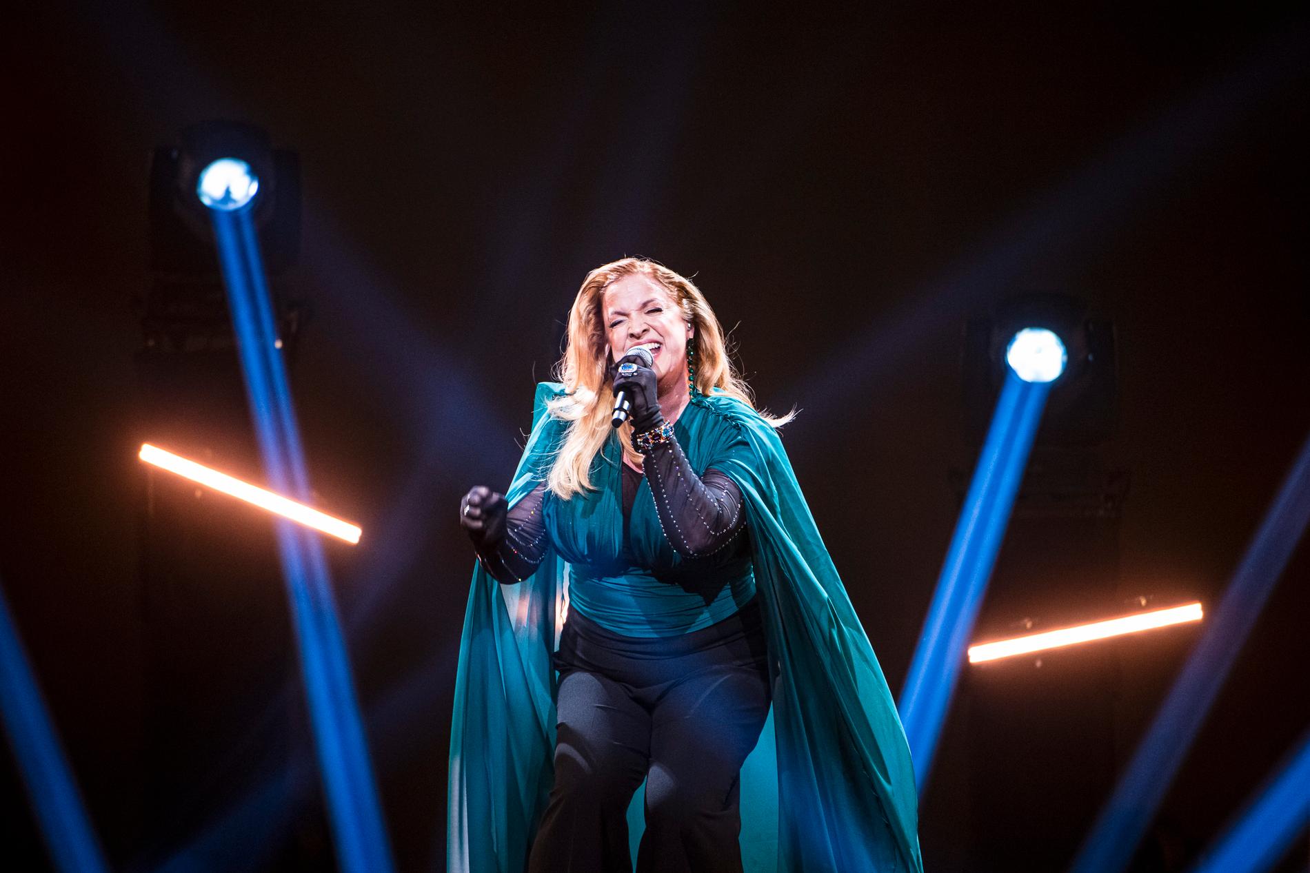 Shirley Clamp under genrepet i Avicii Arena inför första deltävlingen i Melodifestivalen 2022