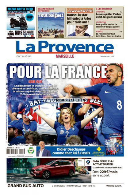 La Provence, Marseilles lokaltidning har rubriken: ”FÖR FRANKRIKE”.