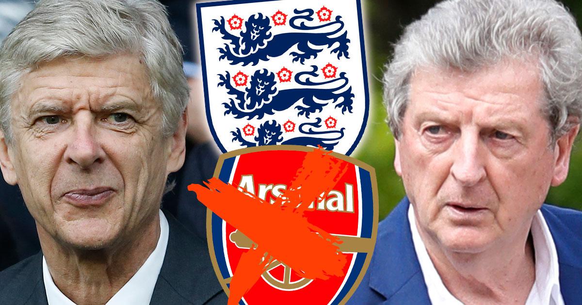 Arsenal-tränaren Arsene Wenger nämns som FA:s första namn i jakten på Hodgsons ersättare.