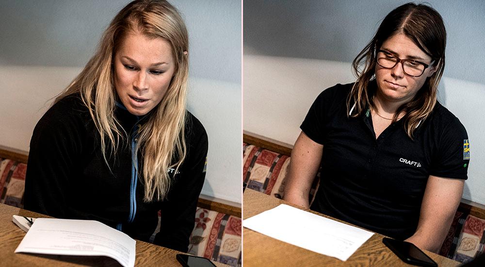 Jennie Öberg och Ida Ingemarsdotter blir besvikna när de får se siffrorna från Sportbladets undersökning. ”Varje gång det sker sådana här saker är det beklagligt”, säger Ingemarsdotter.