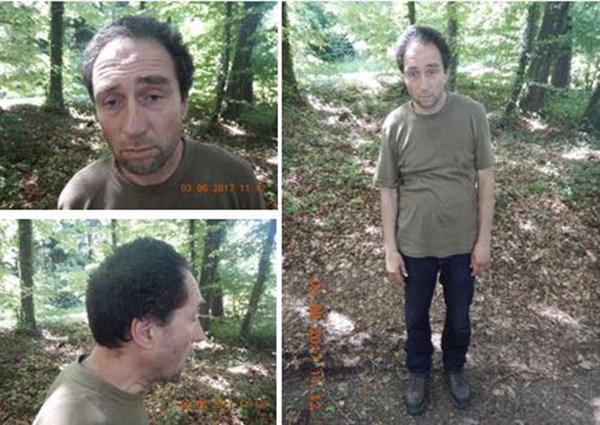 Schweizisk polis har släppt bilder på mannen de jagar efter en motorsågsattacken.