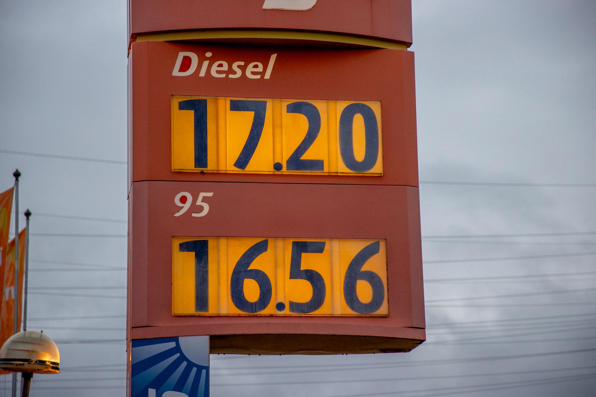 Bensin- och dieselpriserna har fallit med runt en, respektive drygt fyra kronor.