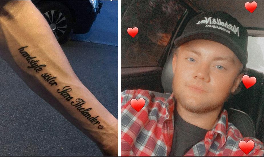 Isak hade tatuerat in sin systers namn på underarmen för att visa sin kärlek till henne.