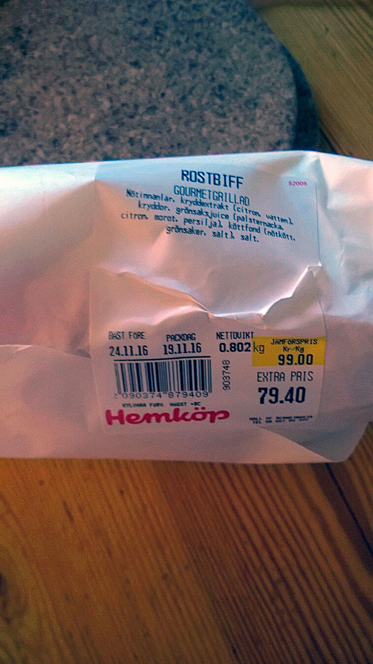 På paketet framgick inte var köttet kom ifrån men i butiken fanns en tydlig skylt med ”svenskt kött”.