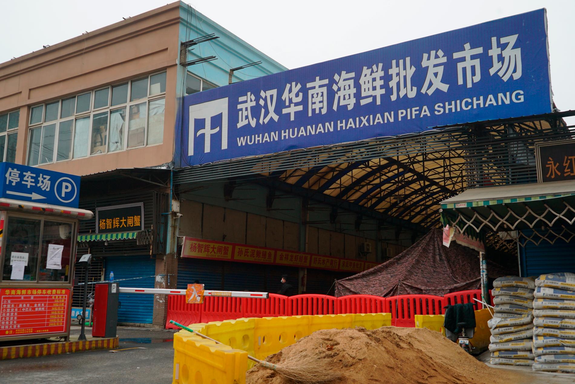 Huananmarknaden i Wuhan, där utbrottet har sitt ursprung. 