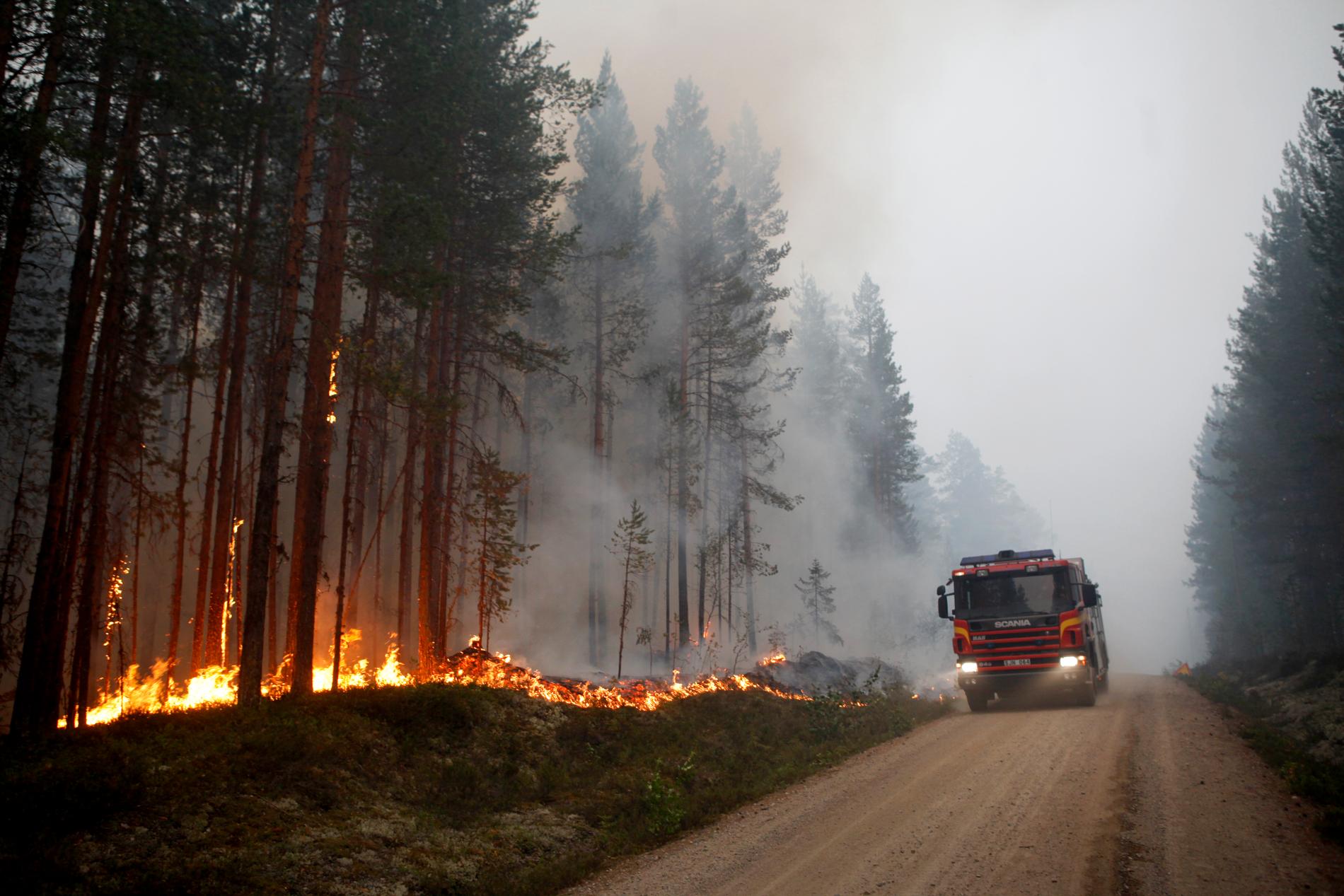 Skogsbrand vid Kårböle i Ljusdals kommun härjade på söndagskvällen. Elden är på väg mot bebyggt område och de som befinner sig i Ängra uppmanades att lämna byn.