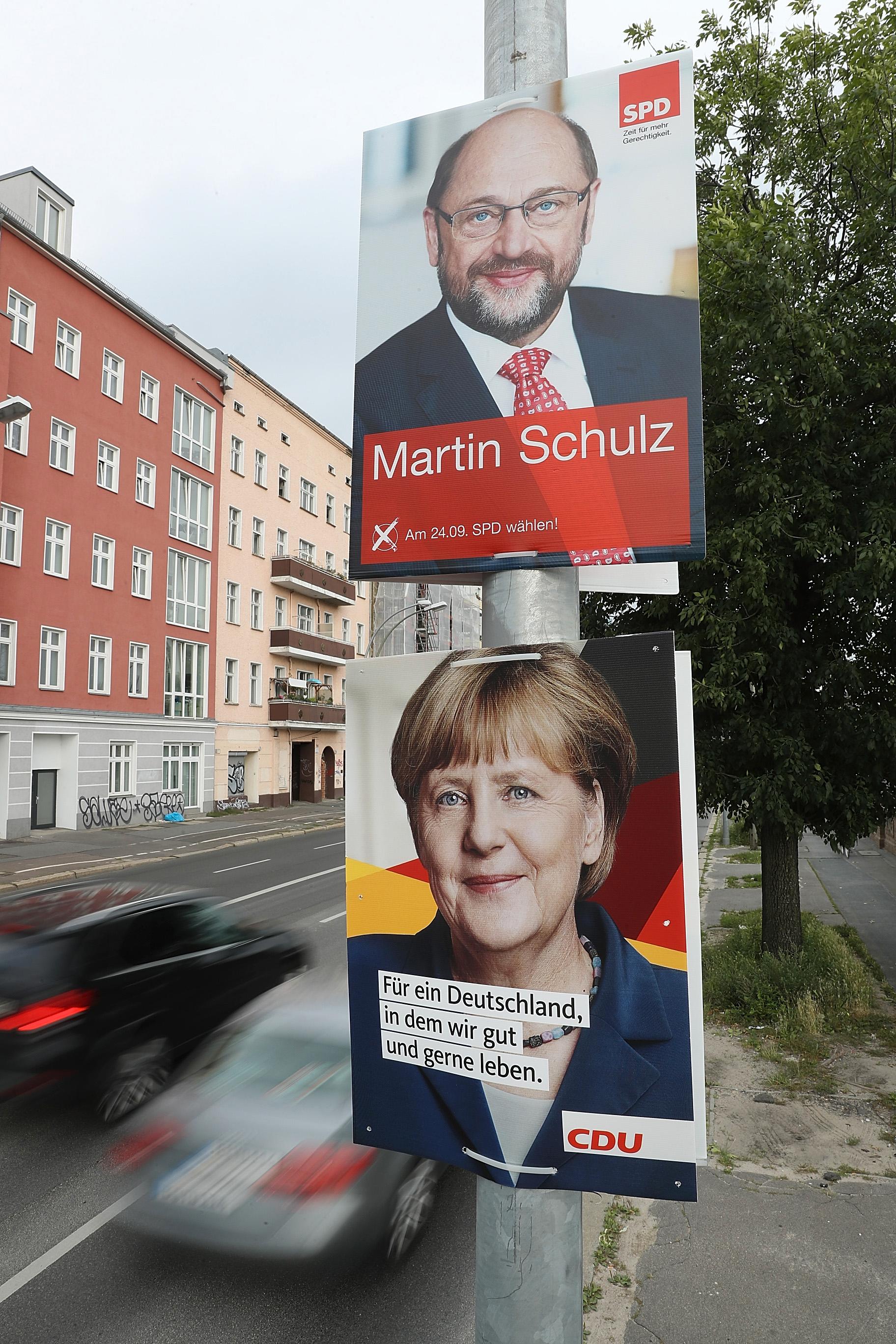 Valet i Tyskland står mellan Martin Schulz (SPD) och Angela Merkel (CDU).