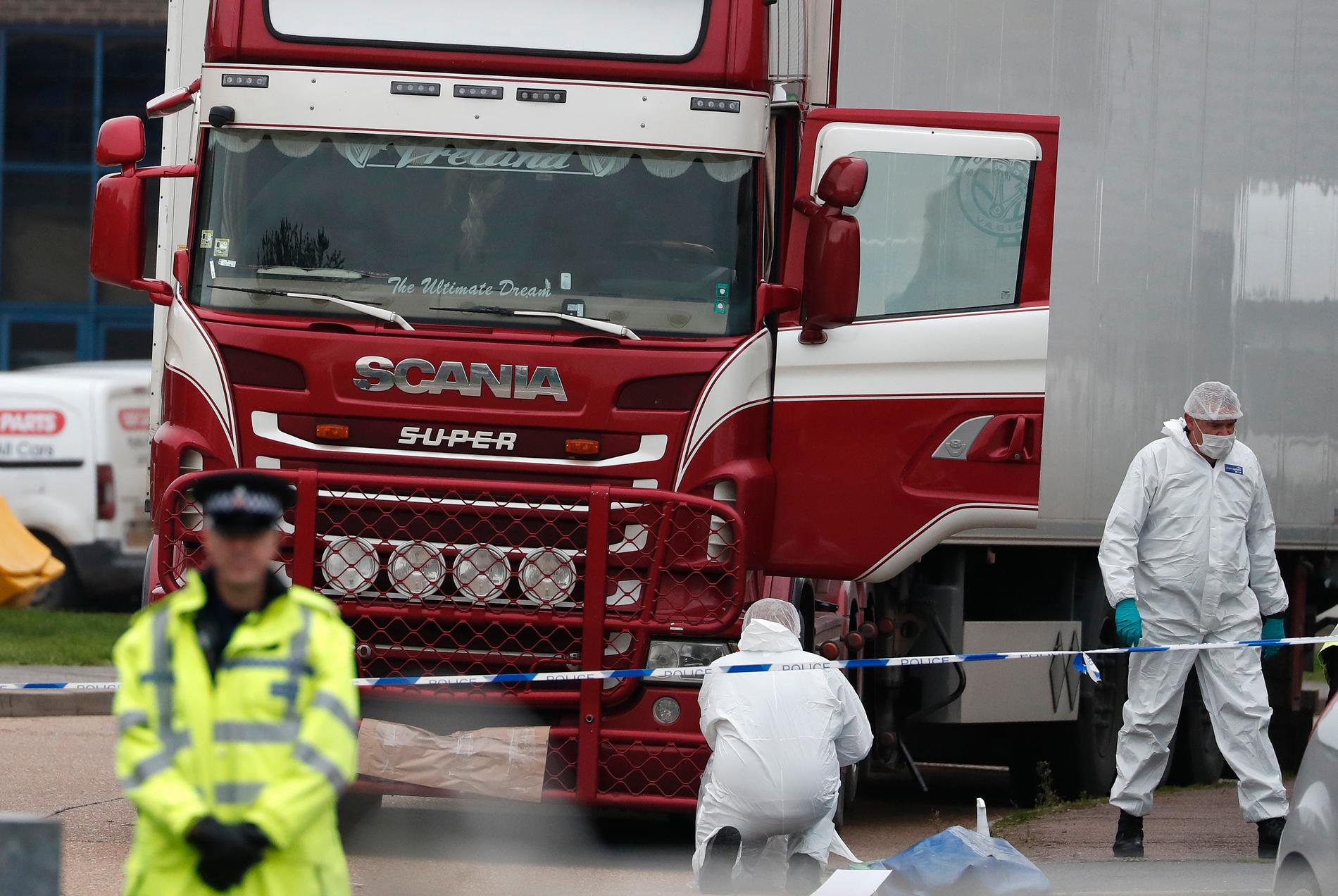 Fyra män döms till långa fängelsestraff för sin inblandning i smugglingen av 39 människor till Storbritannien, där de kvävdes till döds i ett lastbilsutrymme. Arkivbild.