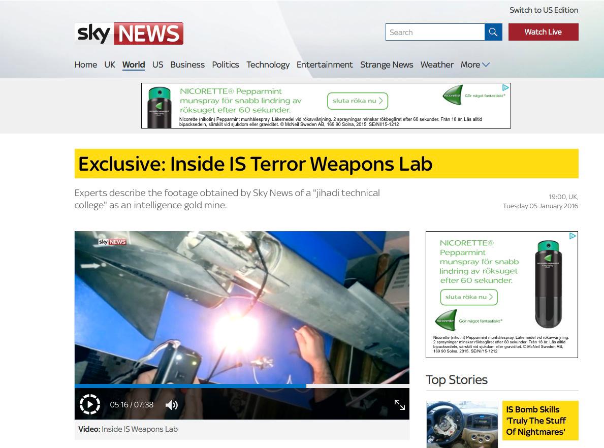 Sky News har kommit över en film inifrån IS vapenfabrik i Syrien.