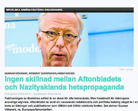 EU-parlamentarikern Gunnar Hökmark (M) angrep Aftonbladet på debattsajten Newsmill 21 augusti.