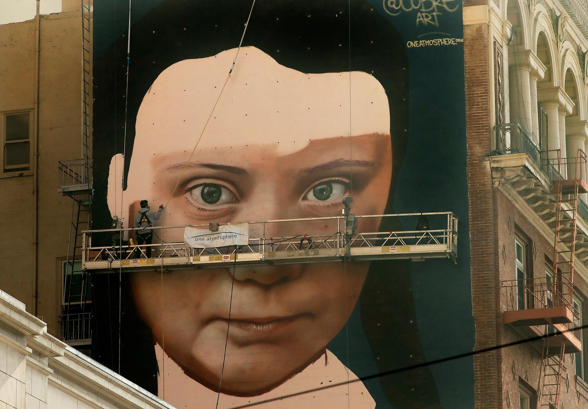 San Fransiscoborna får en muralmålning över Greta Thunberg som ska påminna dem om att de ska respektera planeten. 