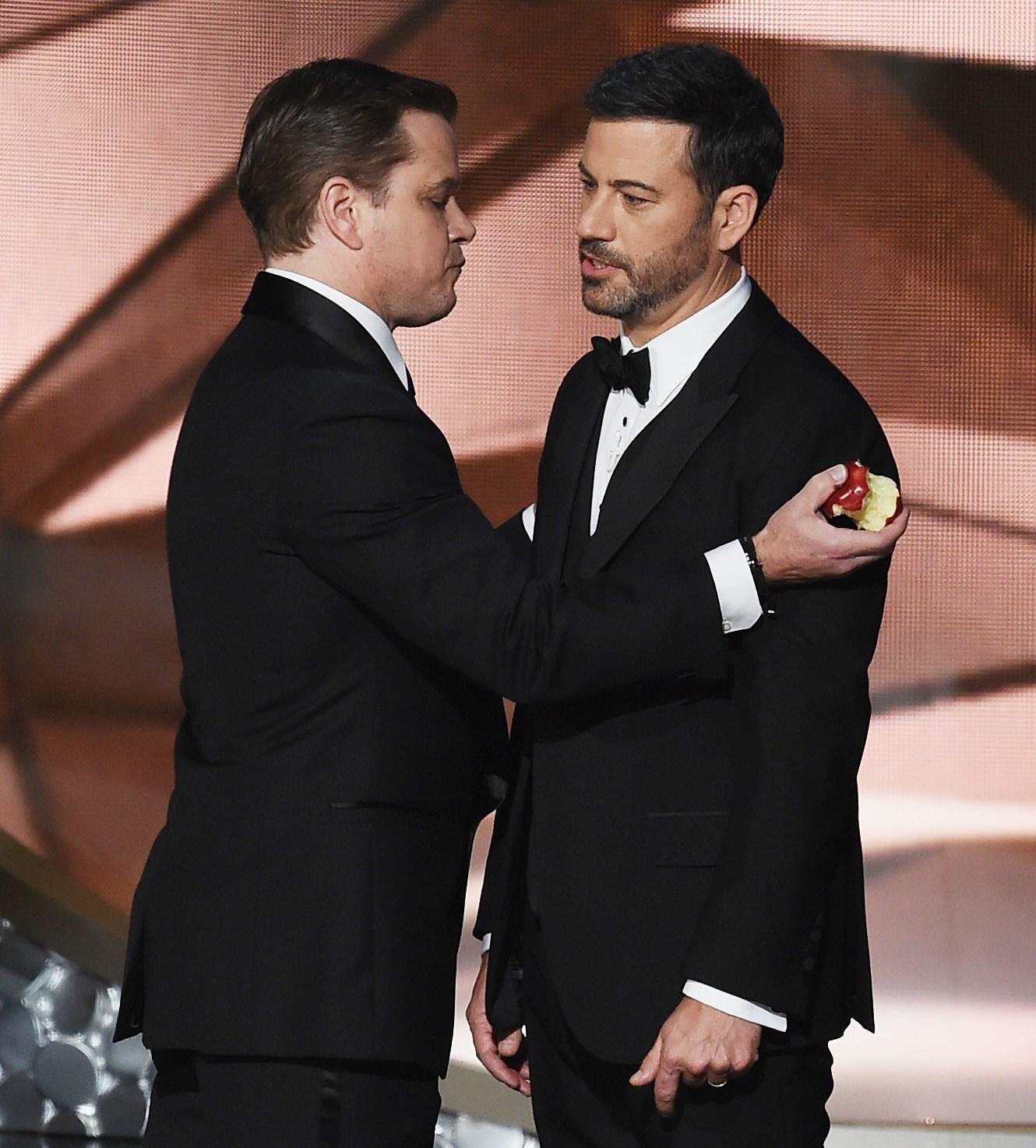 Matt Damon och Jimmy Kimmel på Oscarsgalan 2016.