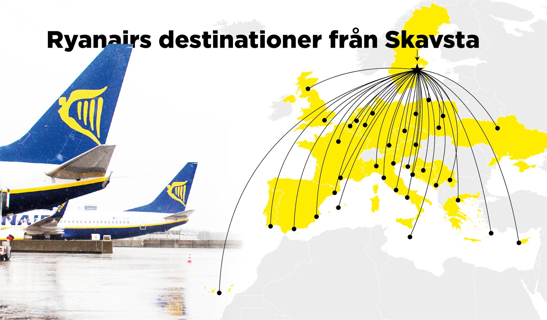 I dag har Ryanair ett 30-tal flyglinjer från flygplatsen.