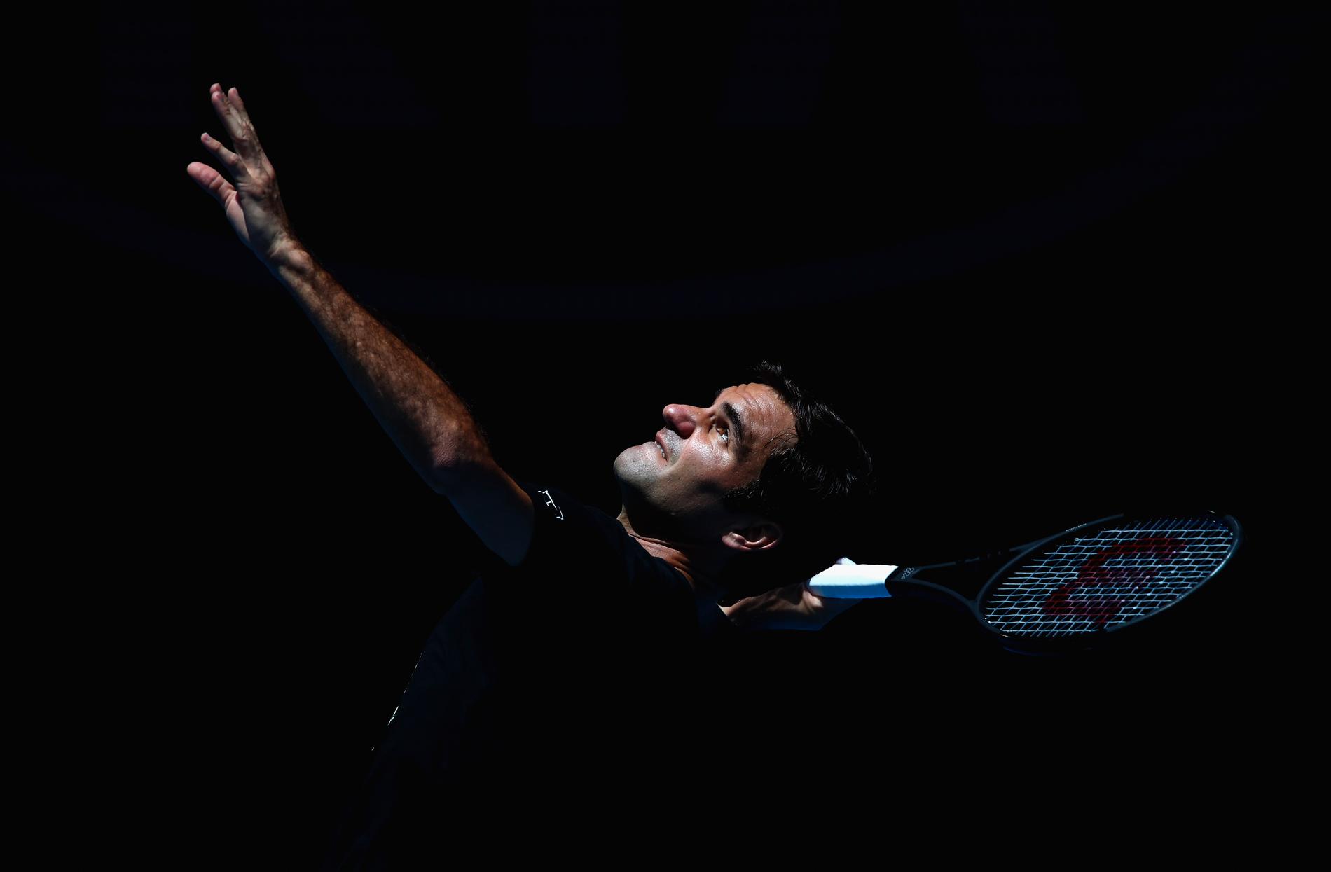 Federer tränar i Melbourne.